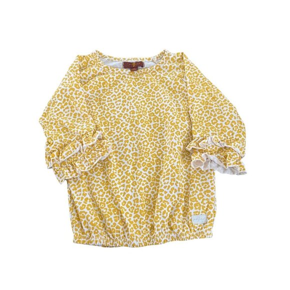 Se7en For All Mankind Yellow Animal Print Ruffle Top Size 2T - Picture 1 of 4